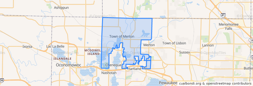 Mapa de ubicacion de Town of Merton.