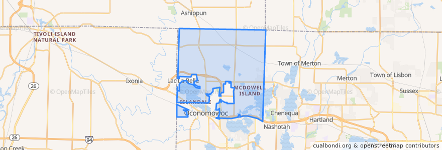 Mapa de ubicacion de Town of Oconomowoc.