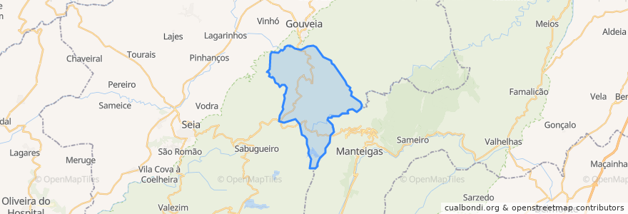 Mapa de ubicacion de Aldeias e Mangualde da Serra.