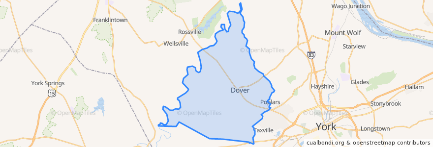 Mapa de ubicacion de Dover Township.