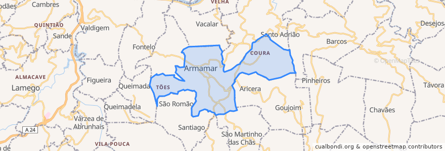 Mapa de ubicacion de Armamar.