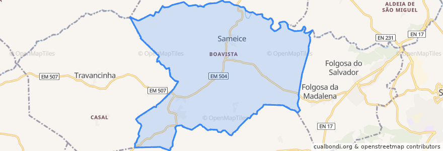 Mapa de ubicacion de Sameice e Santa Eulália.