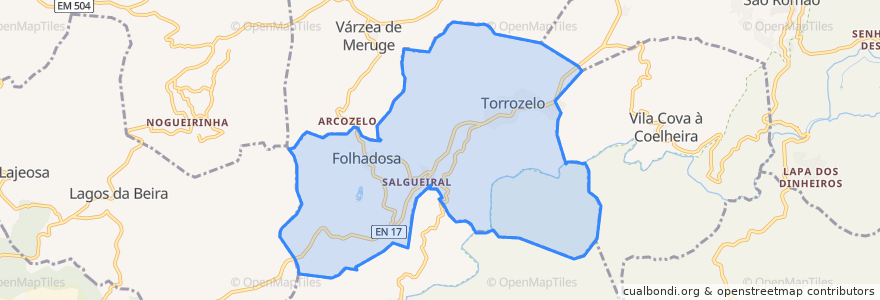 Mapa de ubicacion de Torrozelo e Folhadosa.