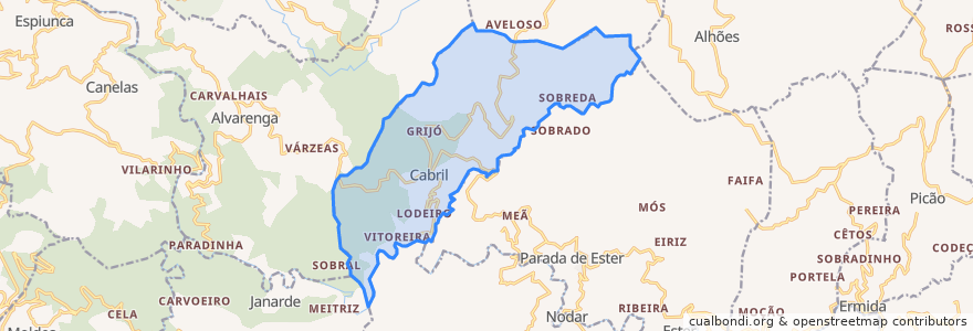 Mapa de ubicacion de Cabril.