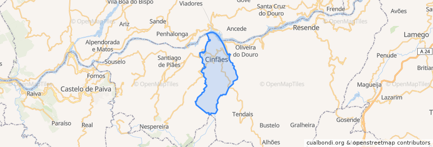 Mapa de ubicacion de Cinfães.