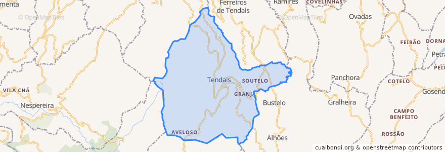 Mapa de ubicacion de Tendais.