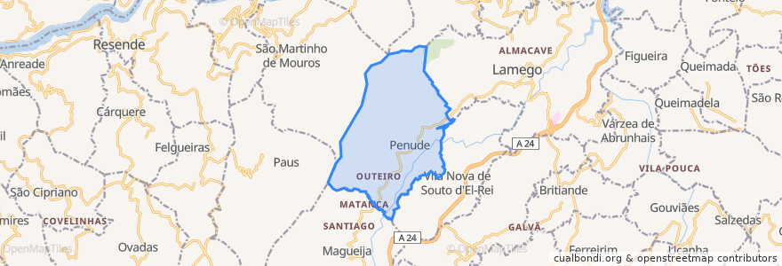 Mapa de ubicacion de Penude.