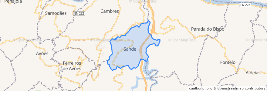 Mapa de ubicacion de Sande.