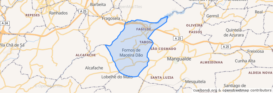 Mapa de ubicacion de Fornos de Maceira Dão.