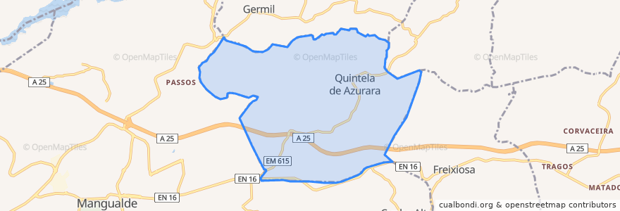 Mapa de ubicacion de Quintela de Azurara.