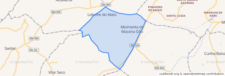 Mapa de ubicacion de Moimenta de Maceira Dão e Lobelhe do Mato.