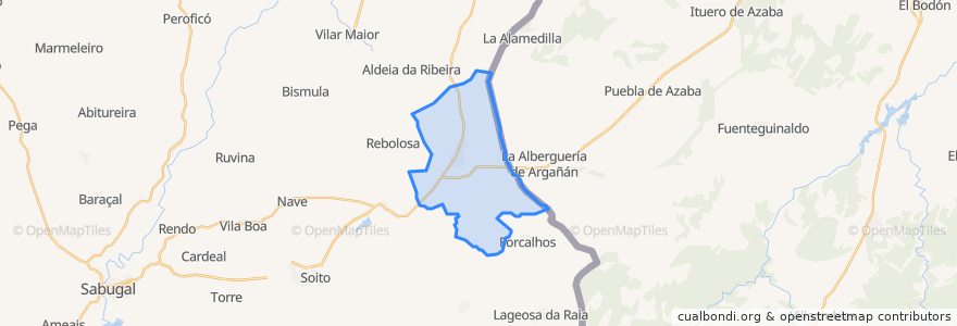 Mapa de ubicacion de Aldeia da Ponte.