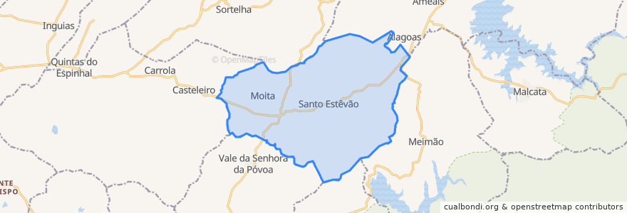 Mapa de ubicacion de Santo Estêvão e Moita.