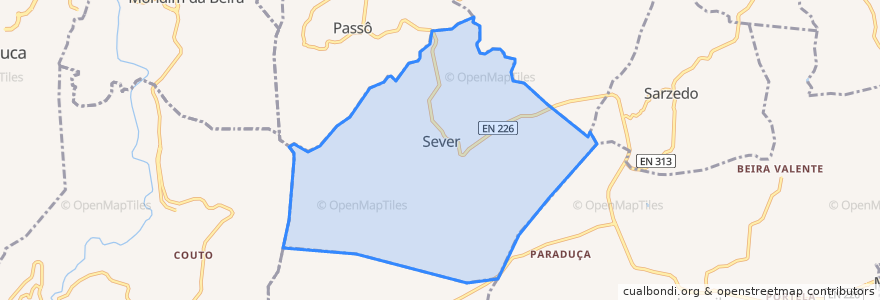 Mapa de ubicacion de Sever.