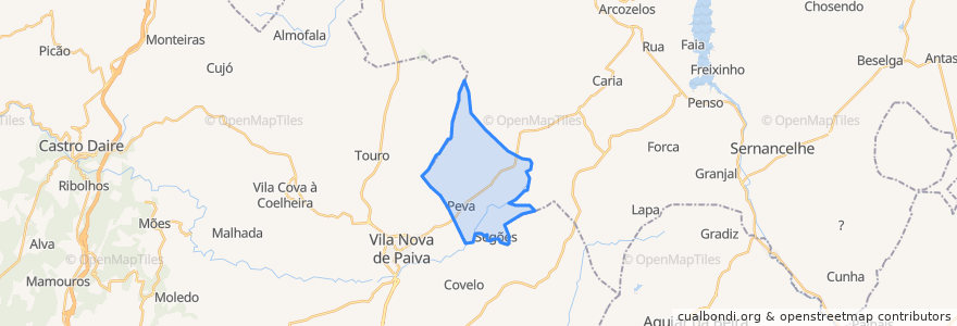 Mapa de ubicacion de Peva e Segões.