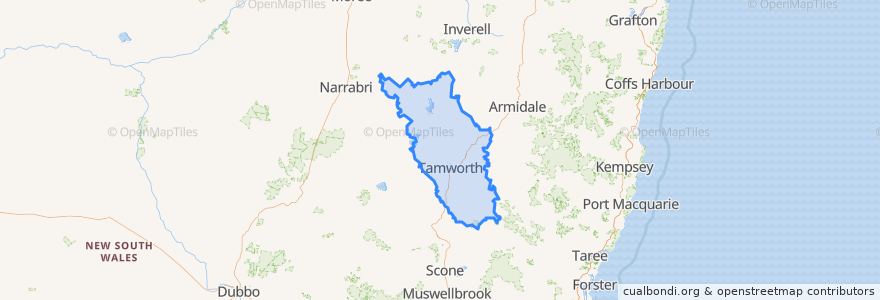 Mapa de ubicacion de Tamworth Regional Council.