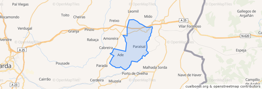 Mapa de ubicacion de Castelo Mendo, Ade, Monteperobolso e Mesquitela.