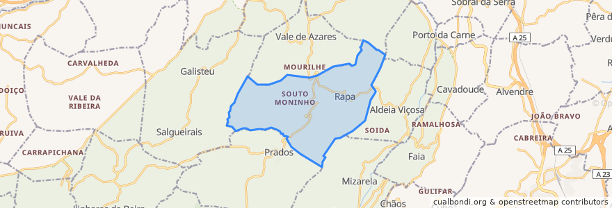 Mapa de ubicacion de Rapa e Cadafaz.