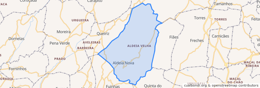 Mapa de ubicacion de Aldeia Nova.