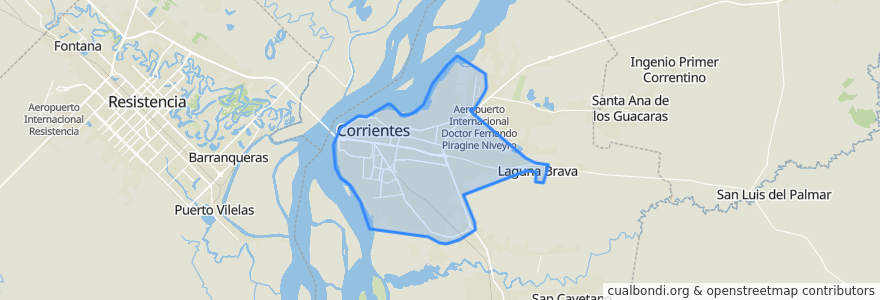 Mapa de ubicacion de Corrientes.