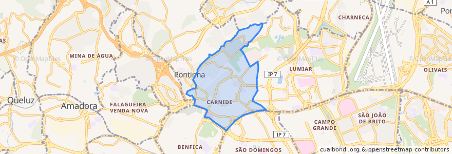 Mapa de ubicacion de Carnide.