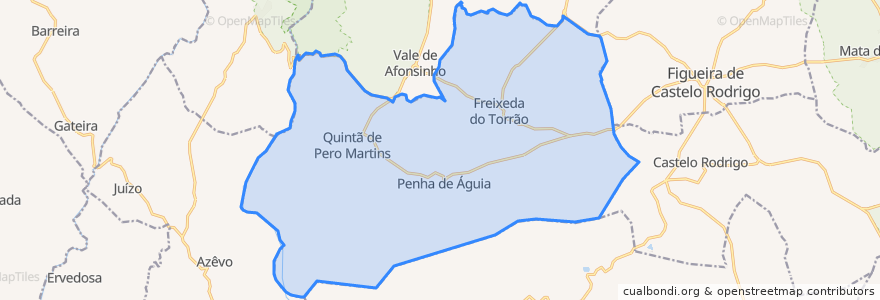 Mapa de ubicacion de Freixeda do Torrão, Quintã de Pêro Martins e Penha de Águia.