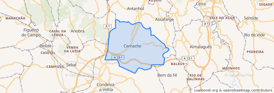 Mapa de ubicacion de Cernache.