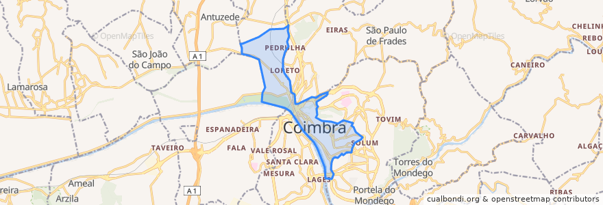 Mapa de ubicacion de Coimbra (Sé Nova, Santa Cruz, Almedina e São Bartolomeu).