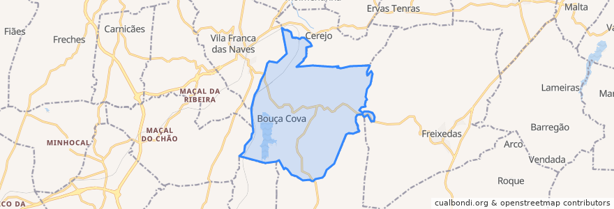 Mapa de ubicacion de Alverca da Beira/Bouça Cova.