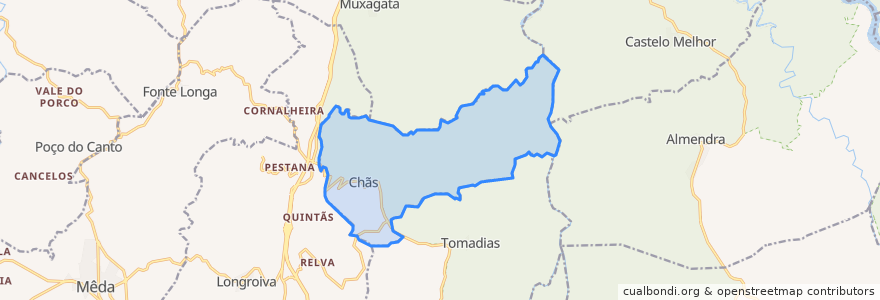 Mapa de ubicacion de Chãs.