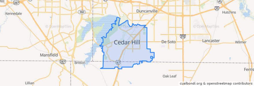 Mapa de ubicacion de Cedar Hill.