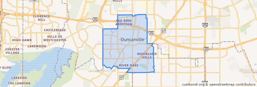Mapa de ubicacion de Duncanville.