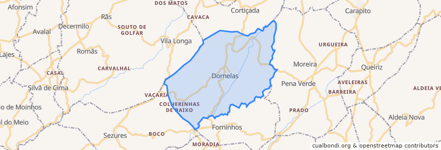 Mapa de ubicacion de Dornelas.