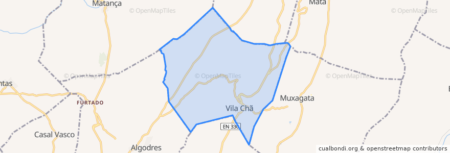 Mapa de ubicacion de Cortiçô e Vila Chã.