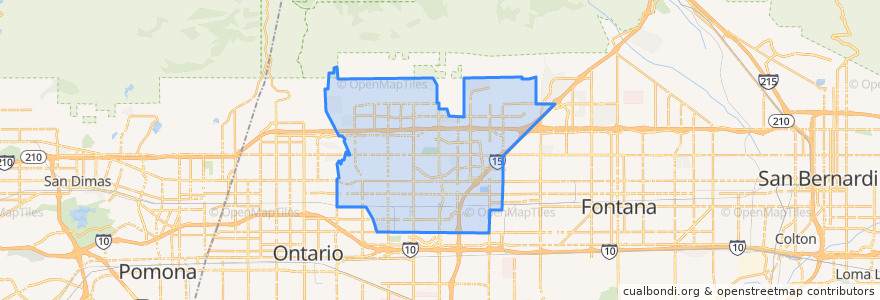 Mapa de ubicacion de Rancho Cucamonga.