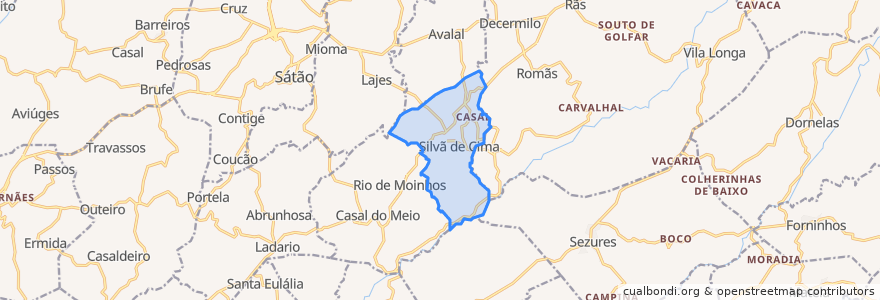 Mapa de ubicacion de Silvã de Cima.