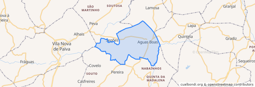 Mapa de ubicacion de Águas Boas e Forles.