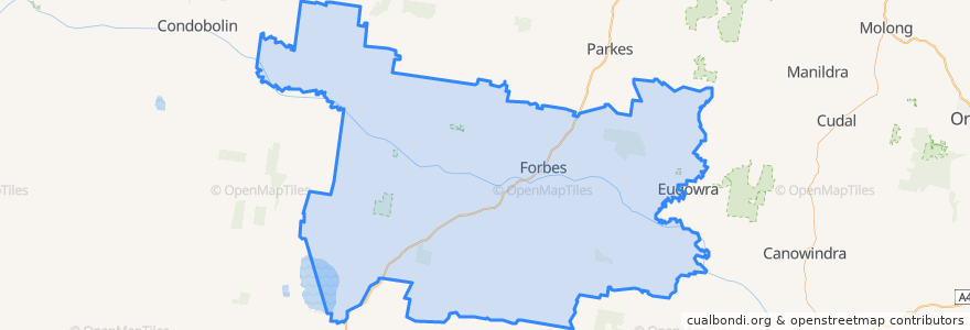 Mapa de ubicacion de Forbes Shire Council.