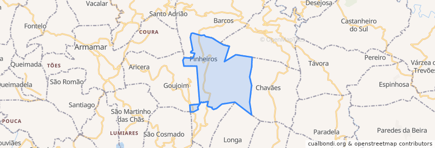 Mapa de ubicacion de Pinheiros e Vale de Figueiras.