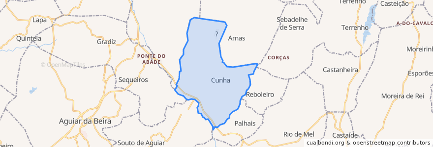 Mapa de ubicacion de Cunha.