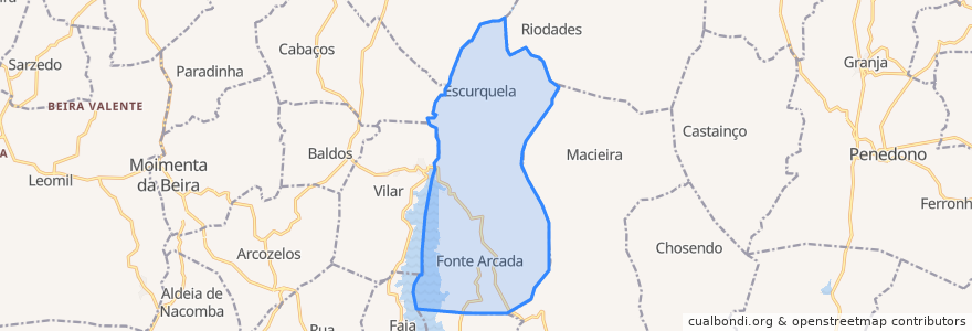 Mapa de ubicacion de Escurquela e Fonte Arcada.