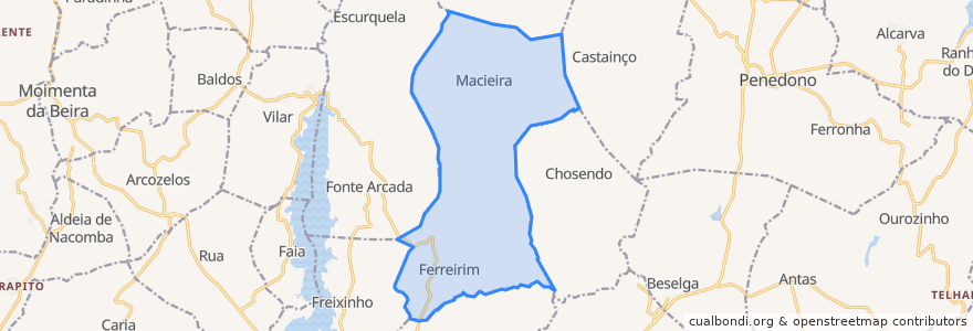 Mapa de ubicacion de Ferreirim e Macieira.