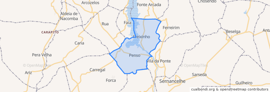 Mapa de ubicacion de Penso e Freixinho.