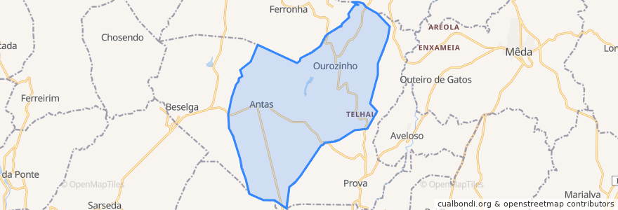 Mapa de ubicacion de Antas e Ourozinho.