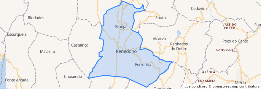 Mapa de ubicacion de Penedono e Granja.