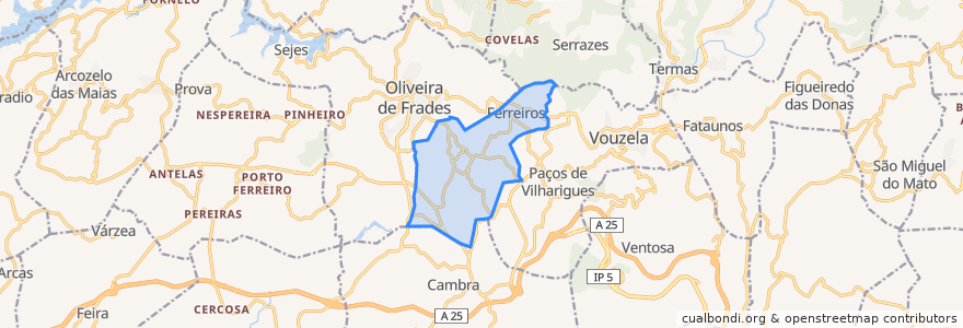 Mapa de ubicacion de São Vicente de Lafões.