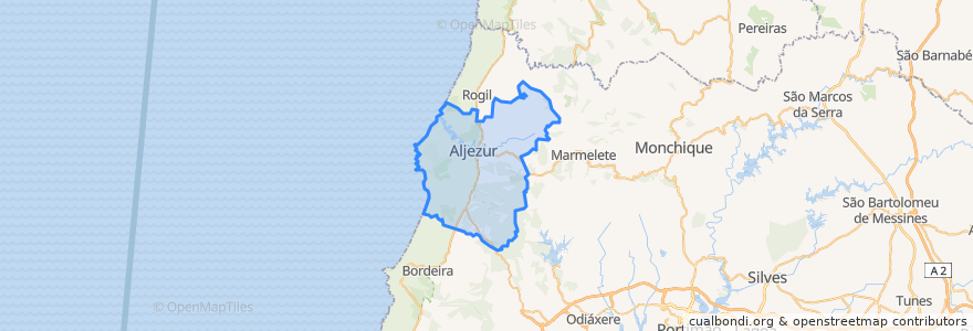 Mapa de ubicacion de Aljezur.