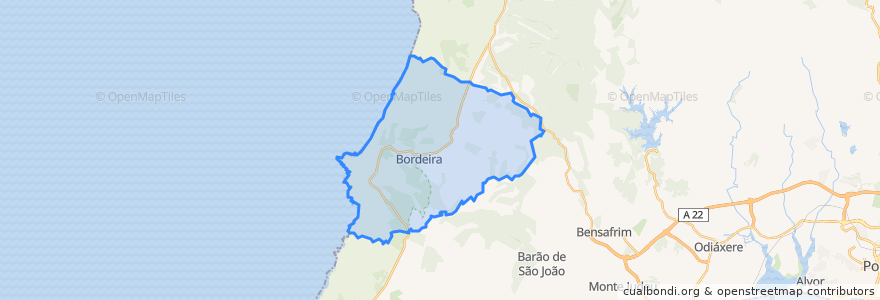 Mapa de ubicacion de Bordeira.