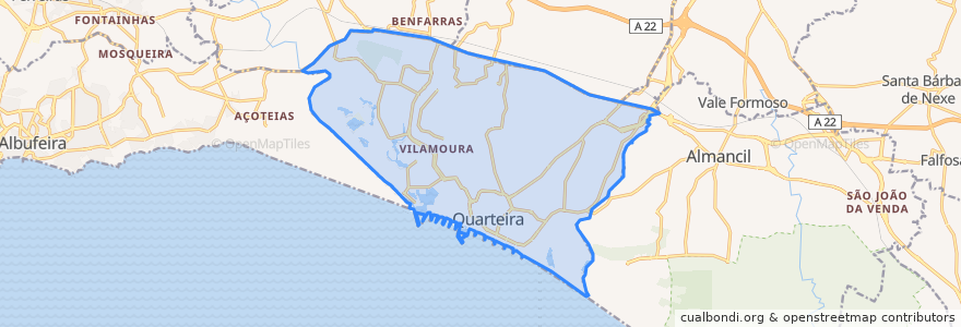 Mapa de ubicacion de Quarteira.