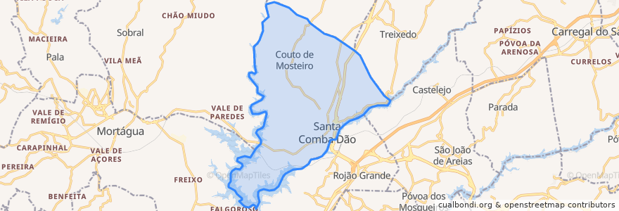 Mapa de ubicacion de Santa Comba Dão e Couto de Mosteiro.